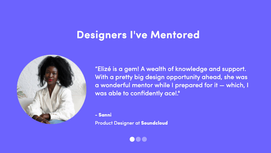 Elize UX mentor examples