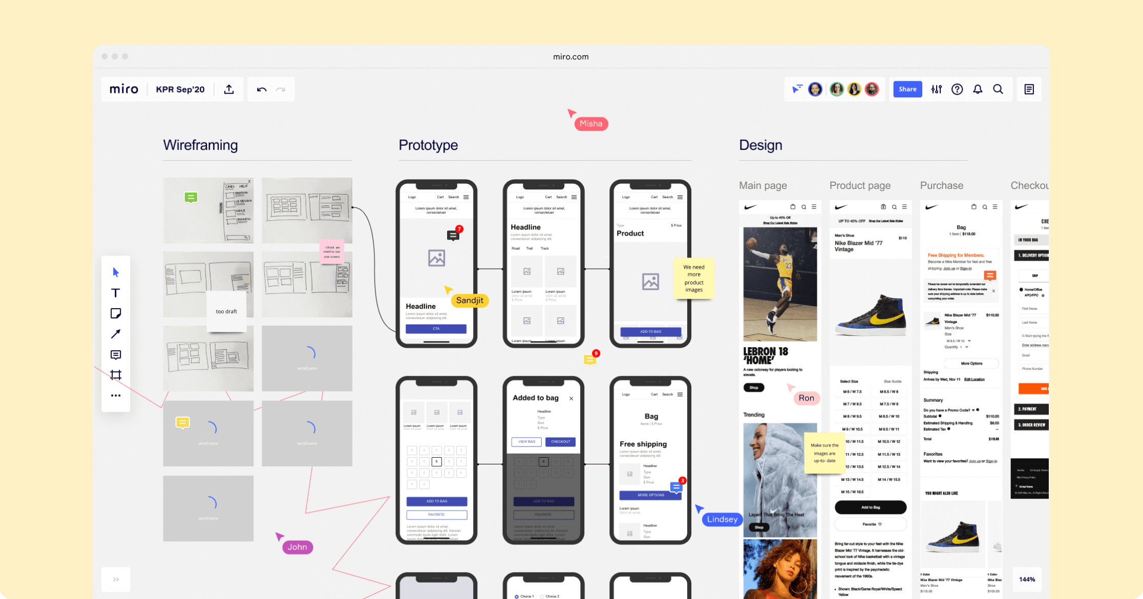 Miro's wireframing capabilities