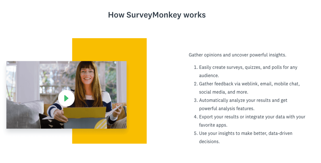 webpage on how SurveyMonkey works