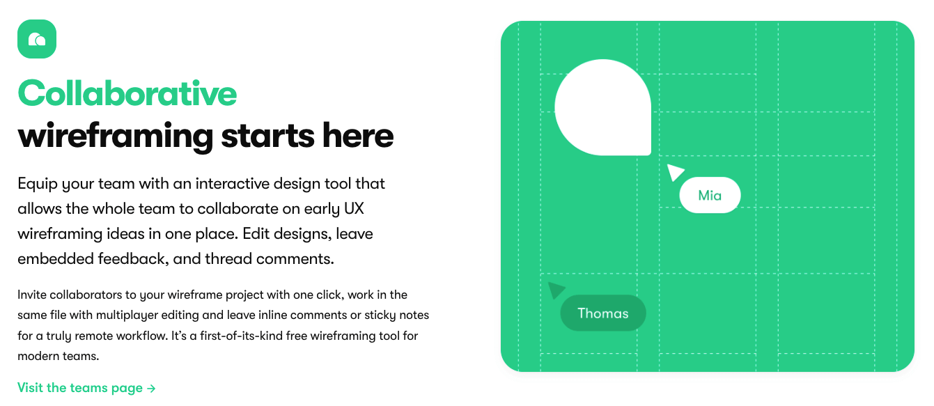 Framer's ability to collaboratively wireframe with your team