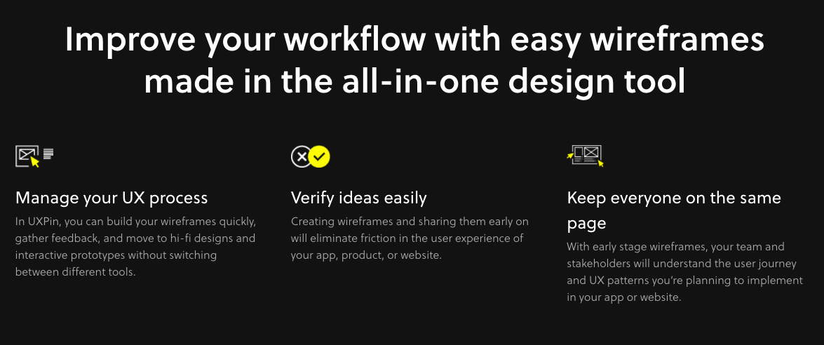 UXPin includes it's wireframe tool in an all-in-one solution