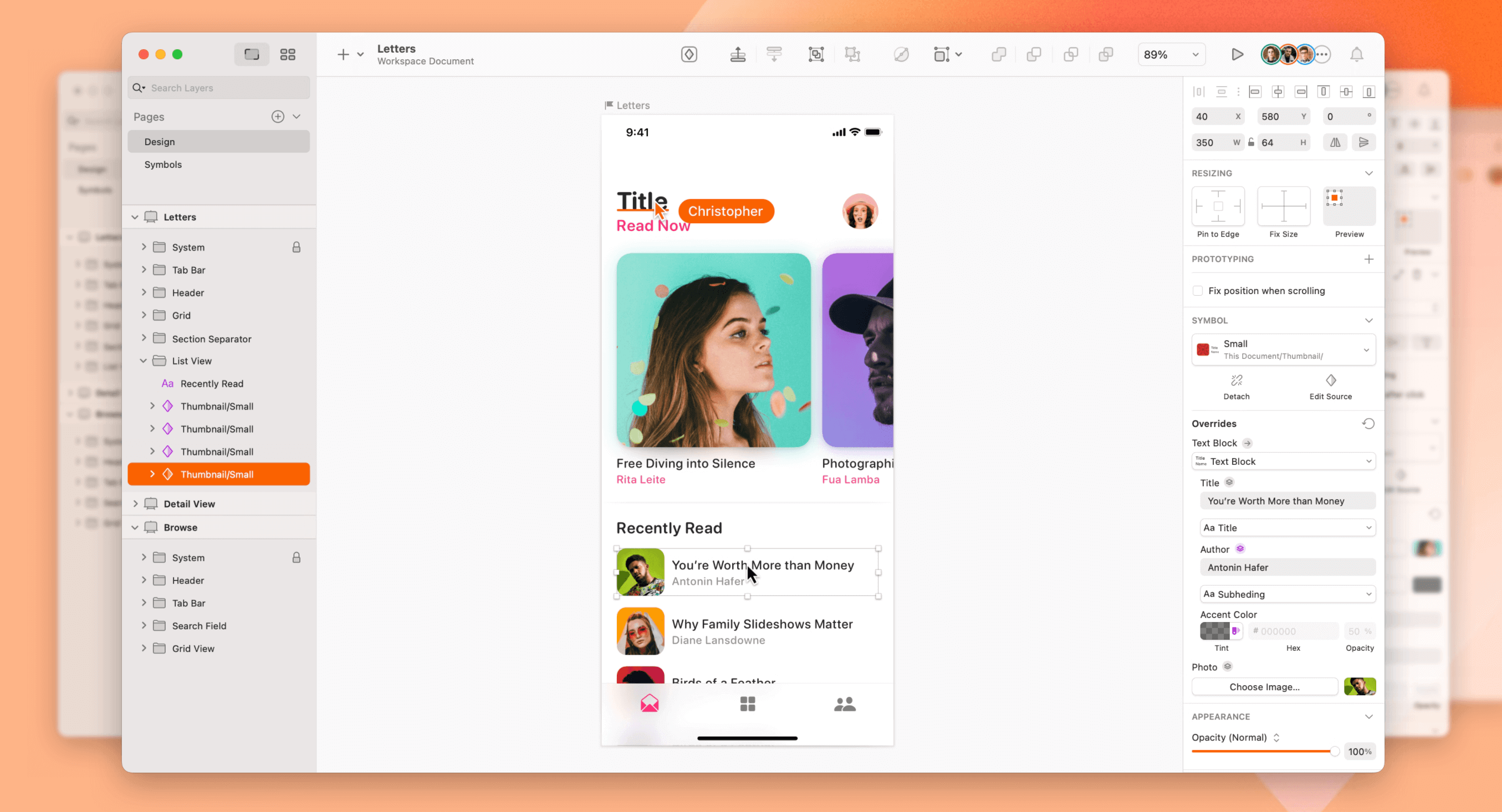 Sketch's UI Design tool