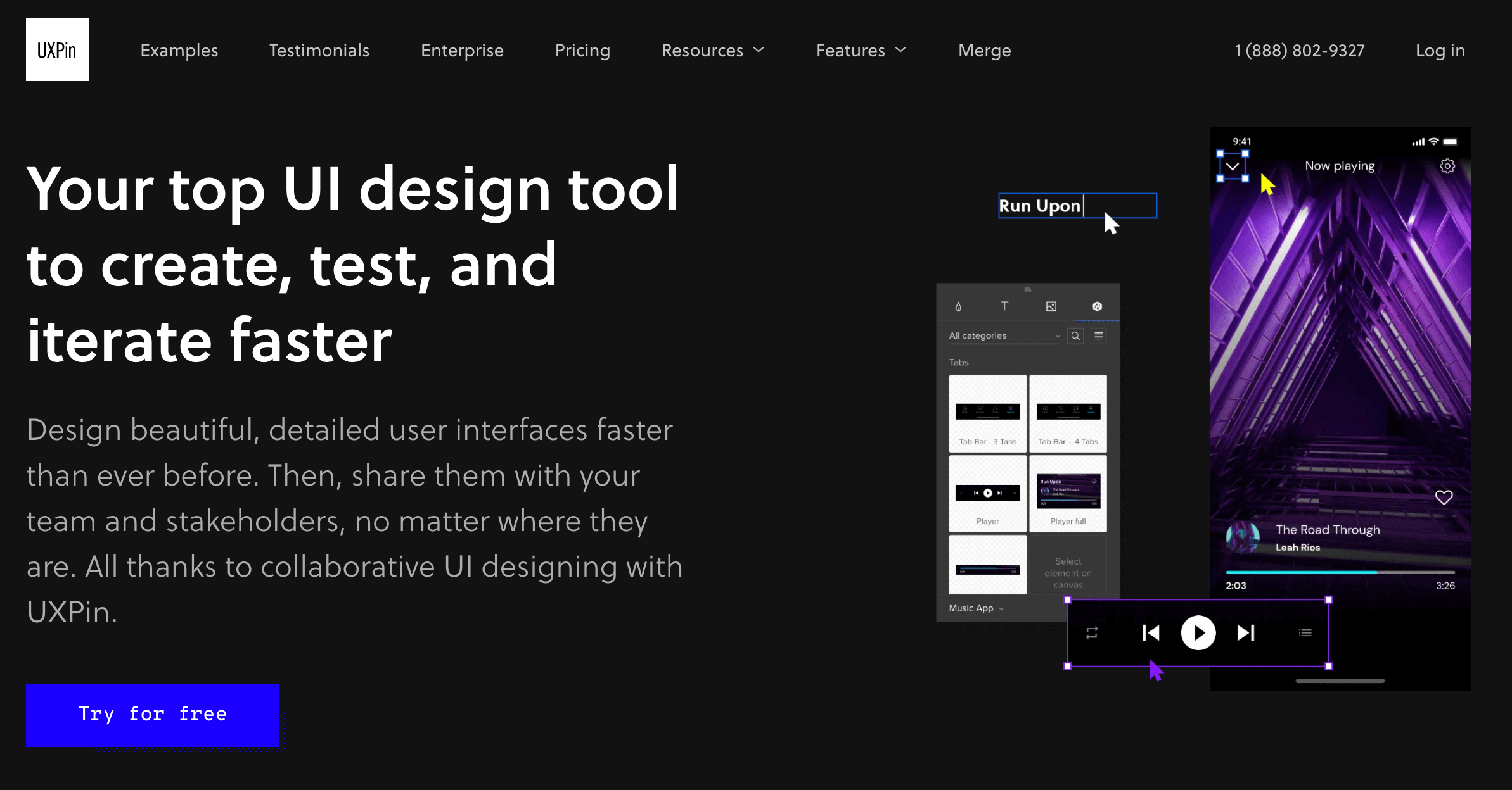 UXPin's UI design tool website