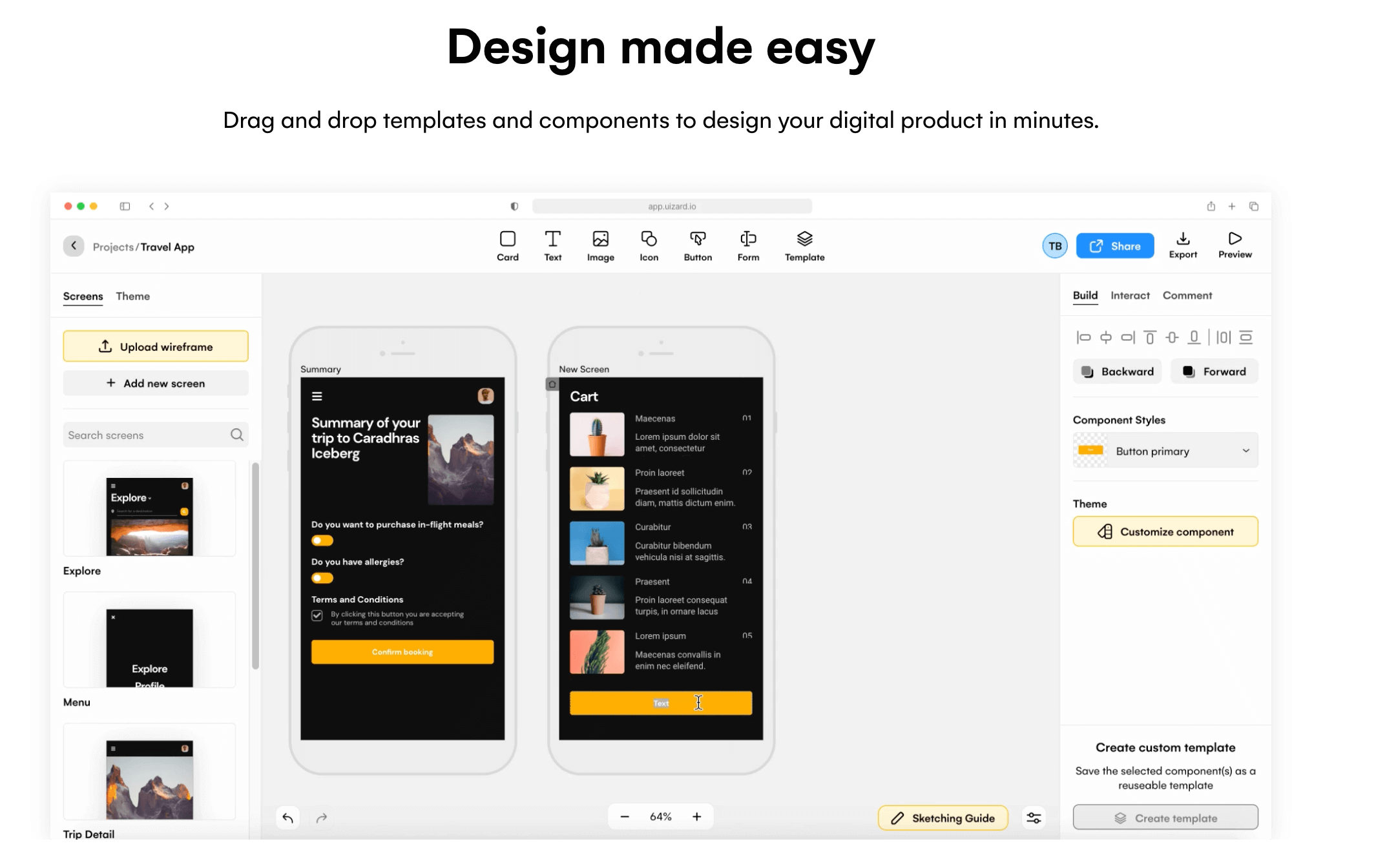 Uizard UI Design tool website