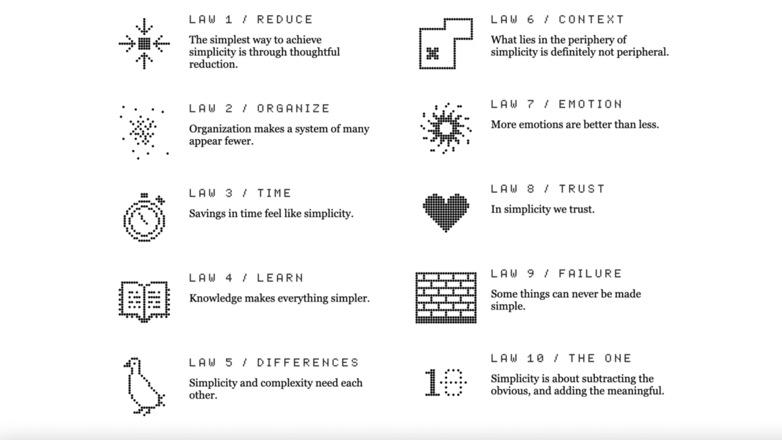 The Laws of Simplicity, John Maeda: lawsofsimplicity.com