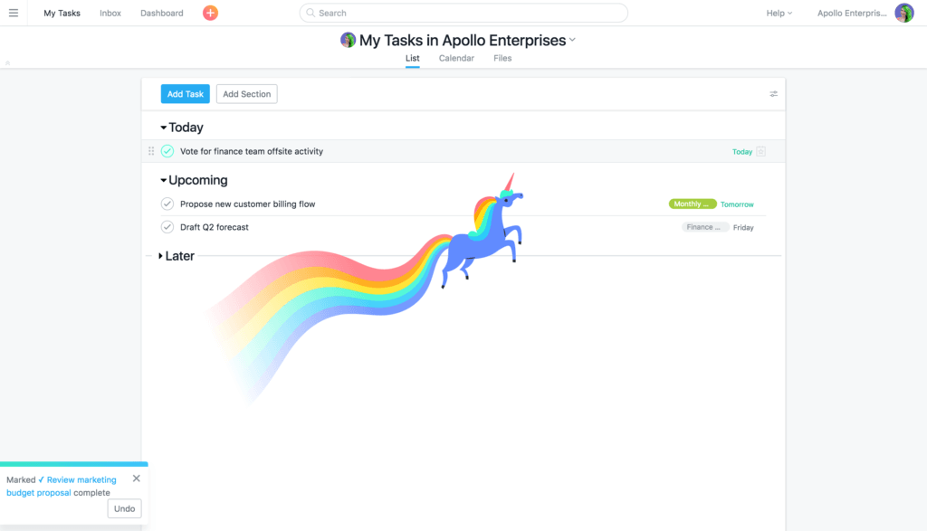 Asana unicorn