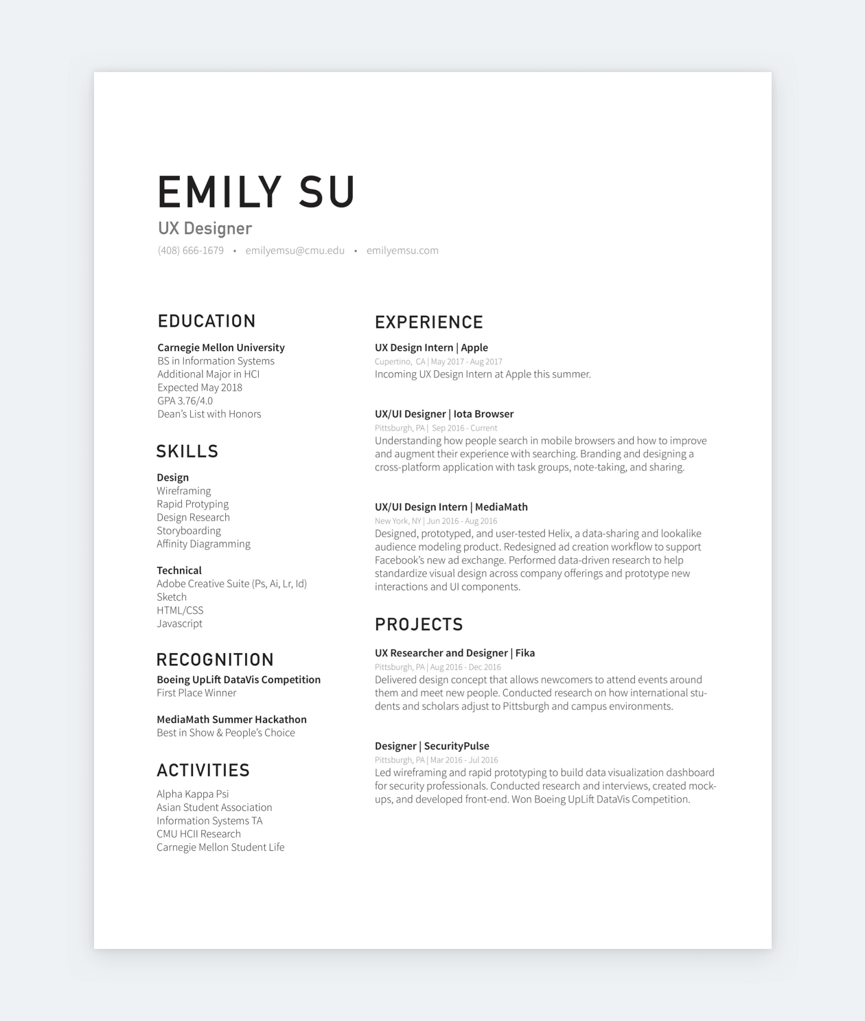 Emily Su CV