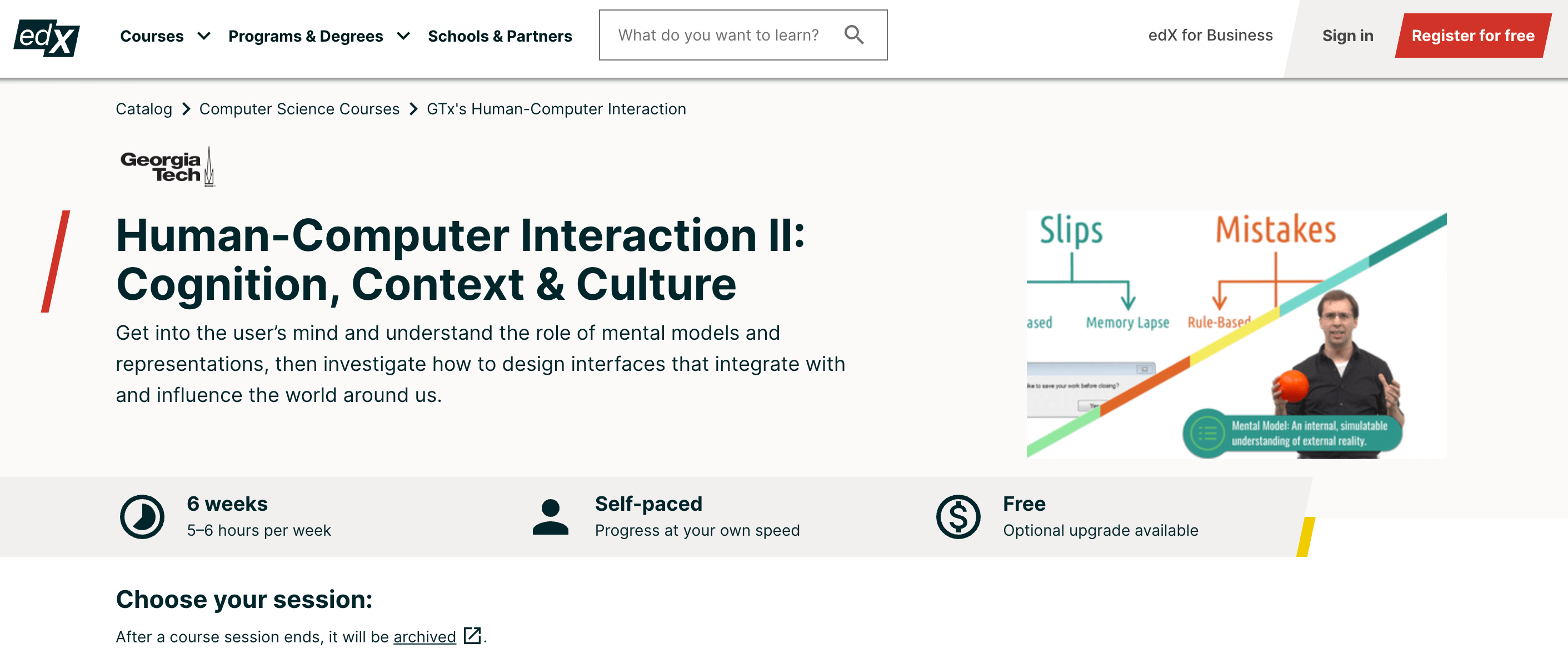 Georgia Tech’s Human Computer Interaction II: Cognition, Context and Culture on edX