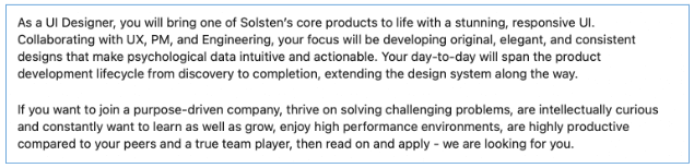 Solsten ui designer job ad