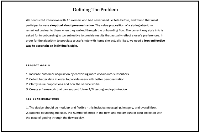 defining the problem in a ux case study