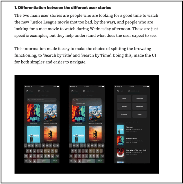 case study design process Medium's example of a final design solution