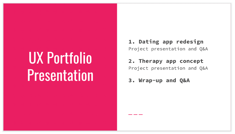 ux portfolio agenda