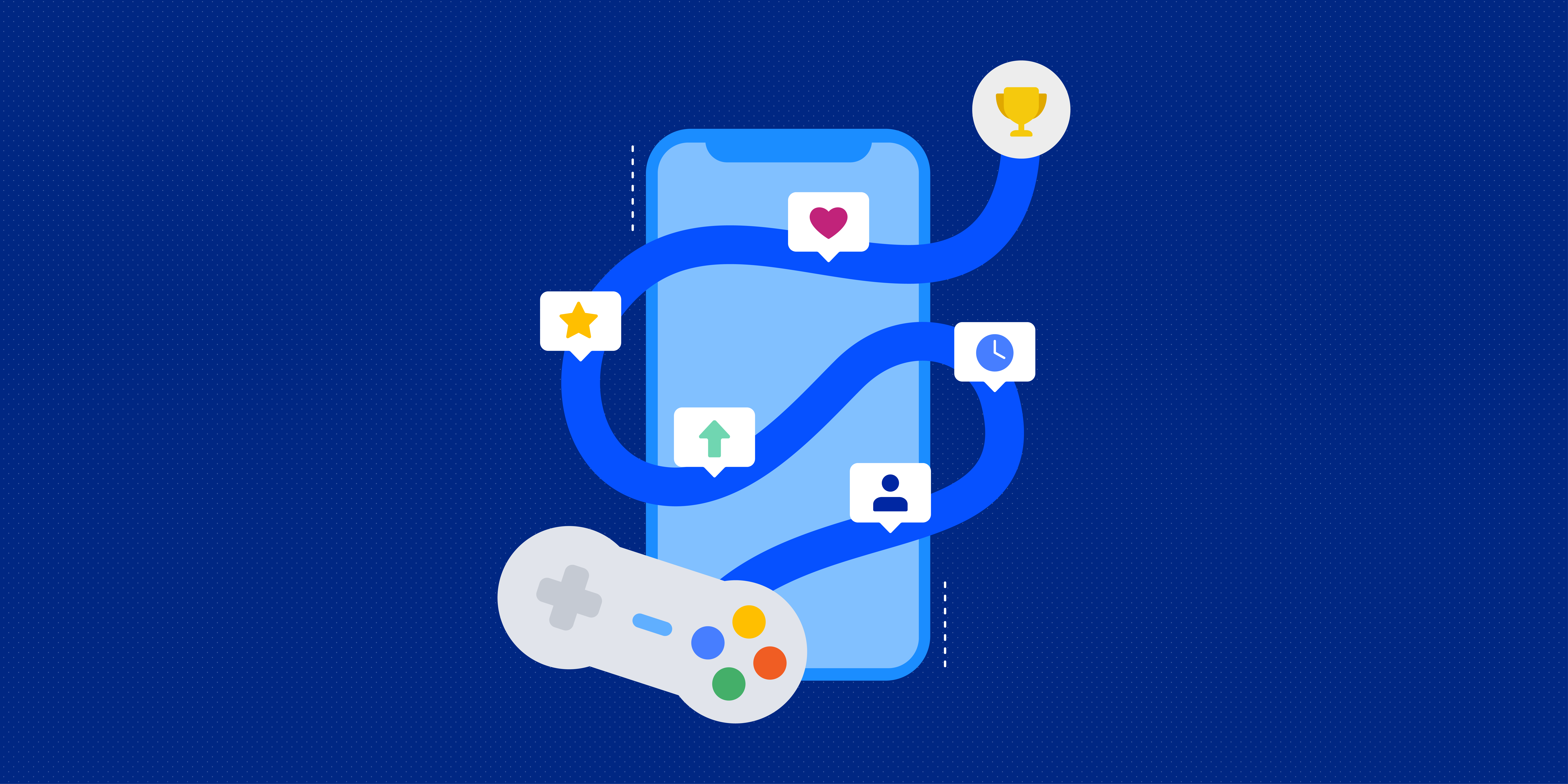 UX gamification process illustration.