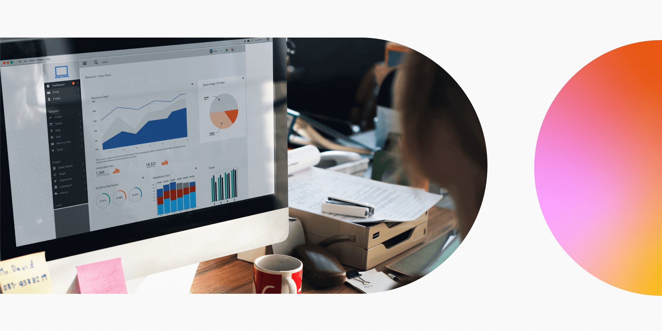 Various graphs and charts on a computer screen.