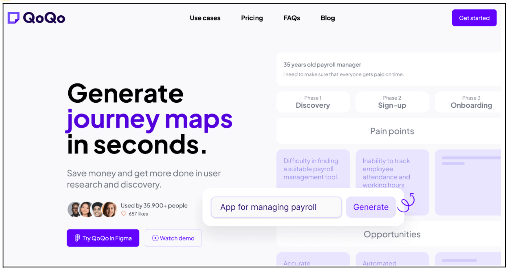 Top AI UX research tools: How to power up your user research 6 Generate journey maps in seconds - QoQo promotional banner as AI for UX Research tool