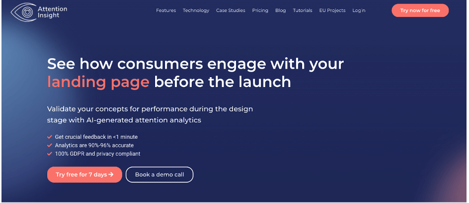 Screenshot of Attention Insight AI platform