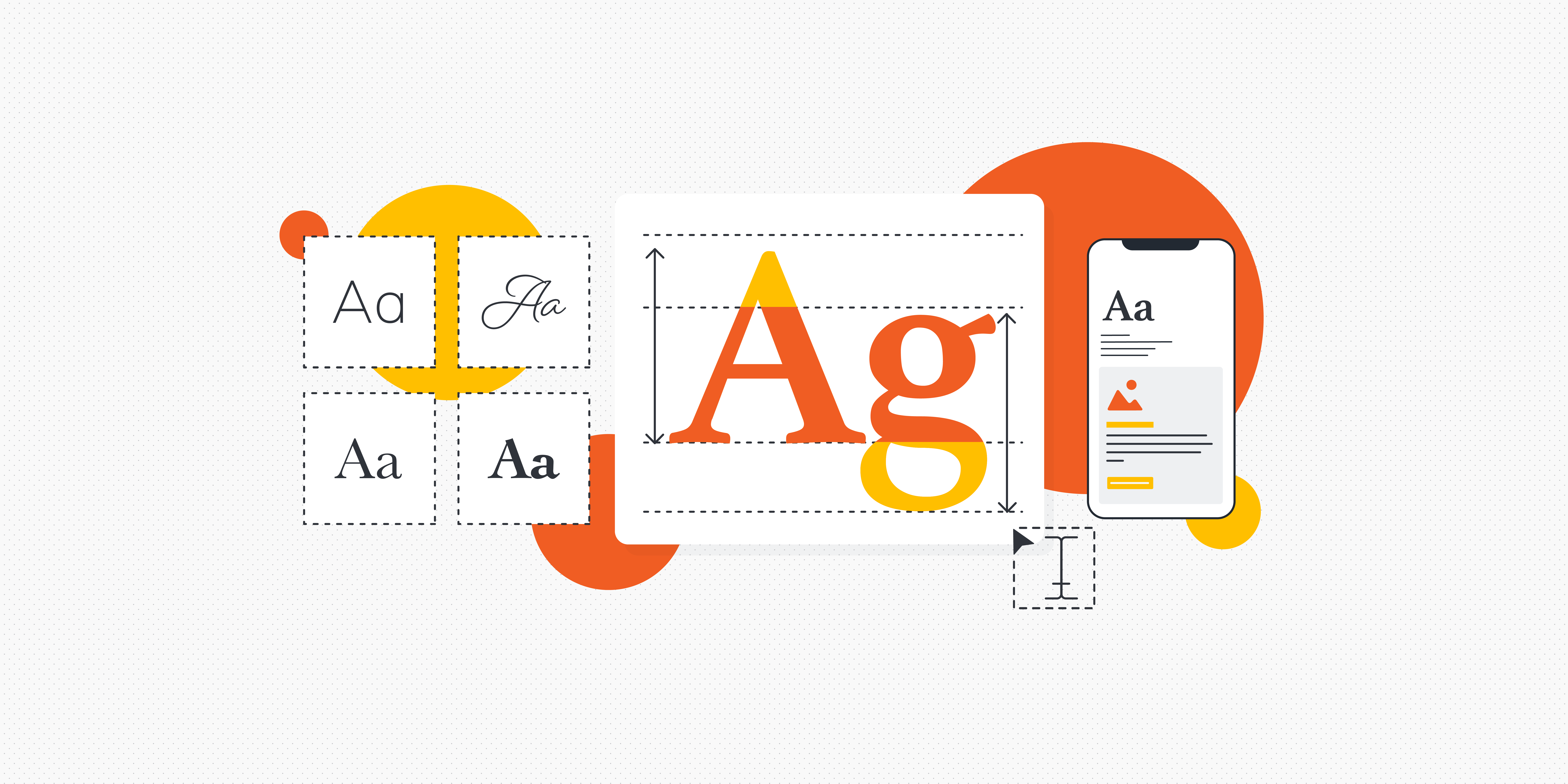 Illustration for different fonts that can be used in building an app.