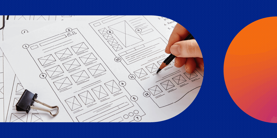 Person working on a wireframe of an app.