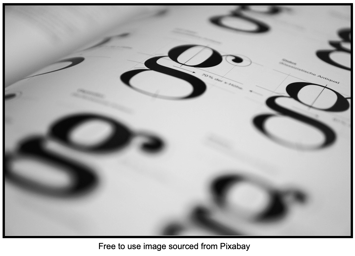 Screenshot of a free image from Pixaby of Typography example 