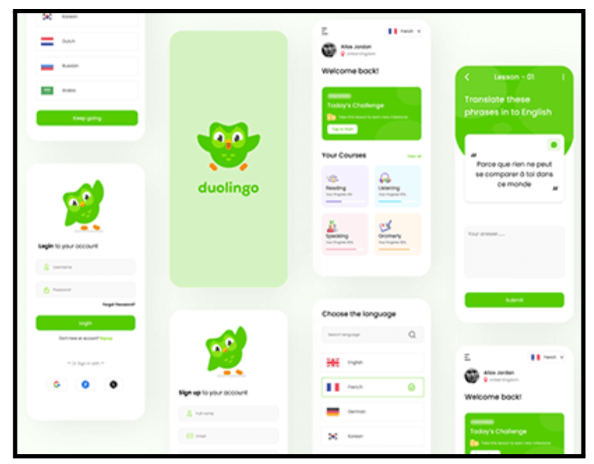 screenshot of Duolingo app