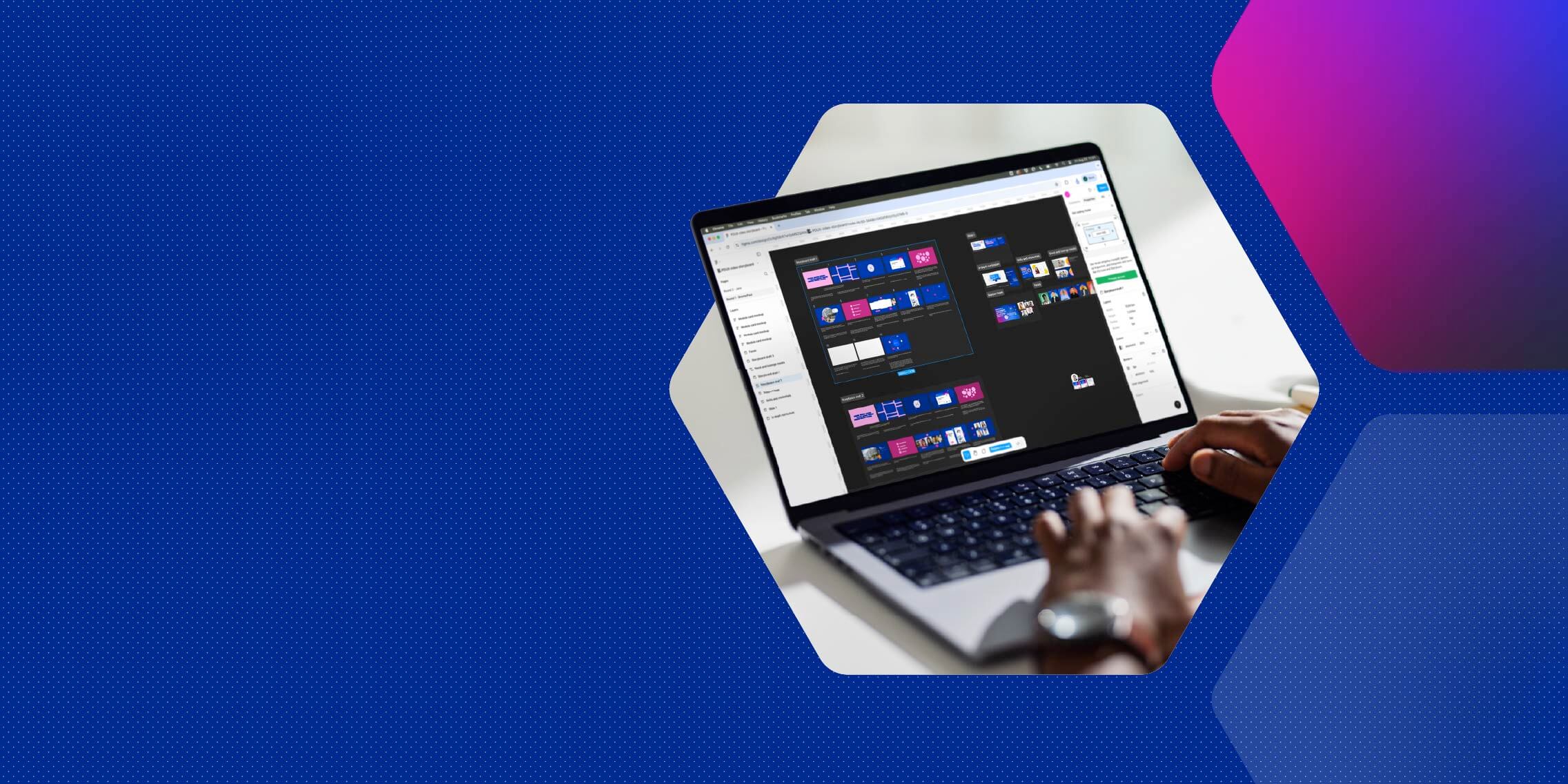 Person working on a laptop with a Figma open, symbolising the growing investment and innovation in design, from the article “Wall Street bets big on the future of design” by CEO Colman.