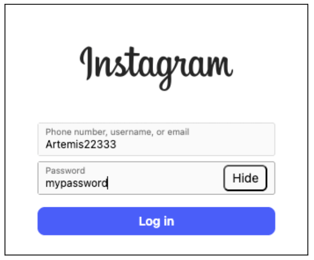 Instagram login screenshot showing the "show" or "hide" sections in micro-interactions 