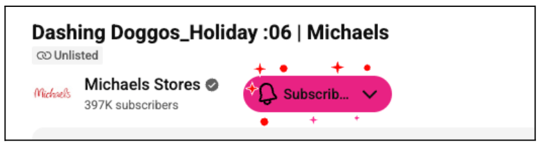 Dashing Dogos screenshot showing, with example: when you click or tap the “subscribe” button under a YouTube video, a simple animation happens and the button changes its state. It doesn’t take a lot of time, but it makes the interaction delightful. 